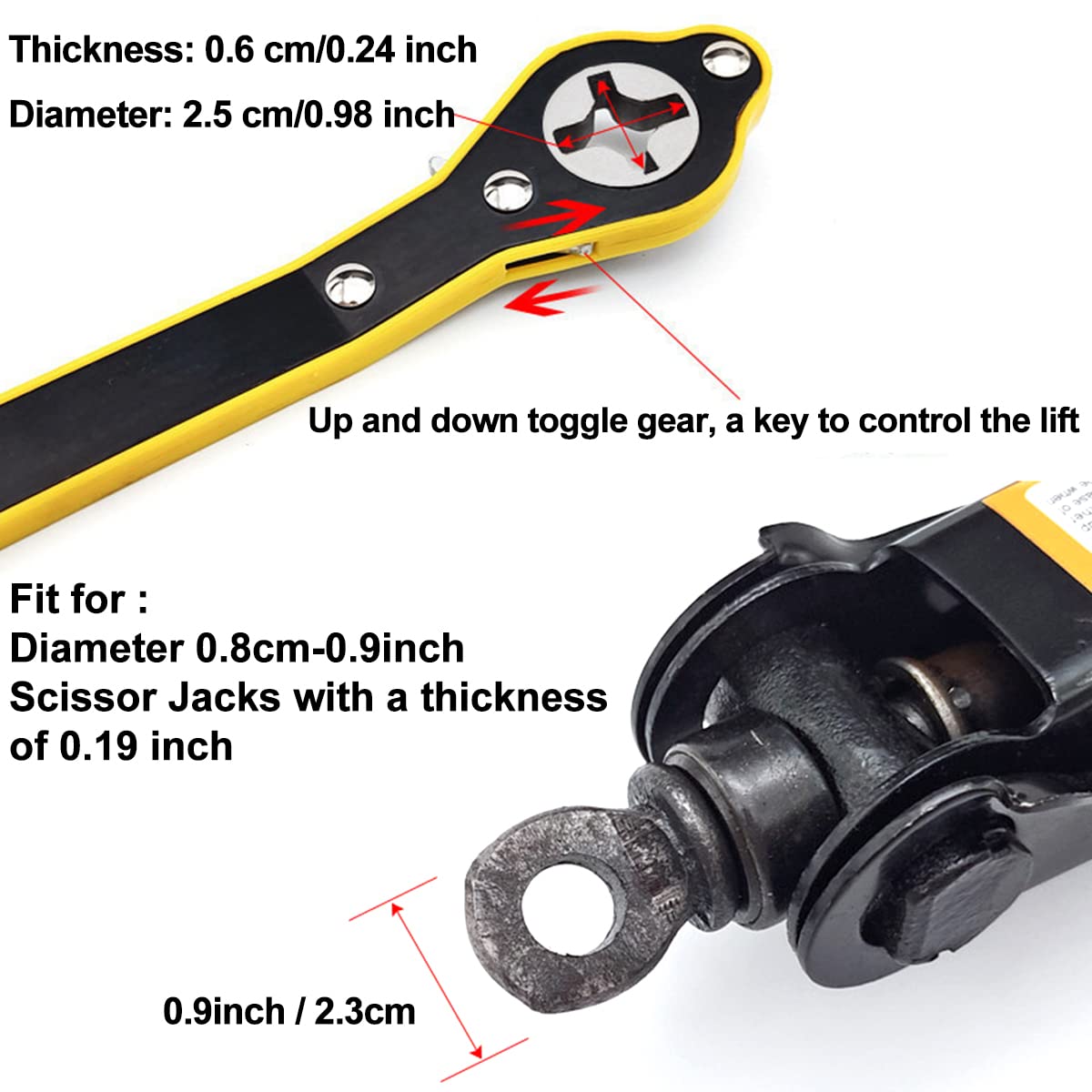 Car Jack Wrench, 360° Swivel Labor-Saving Car Jack Ratchet Wrench With Long Handle, Scissor Jack Lift Speed Handle Tool For Travel, Van, Suv And Other Vehicles